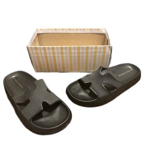 Wild Diva Black Open‎ toe slide sandals
